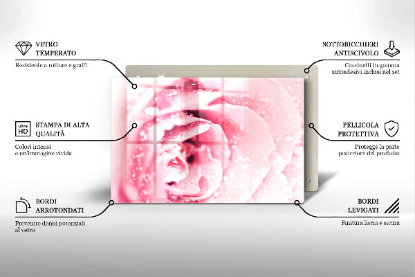 Protezione piano cottura Gocce di rugiada e fiore di rosa