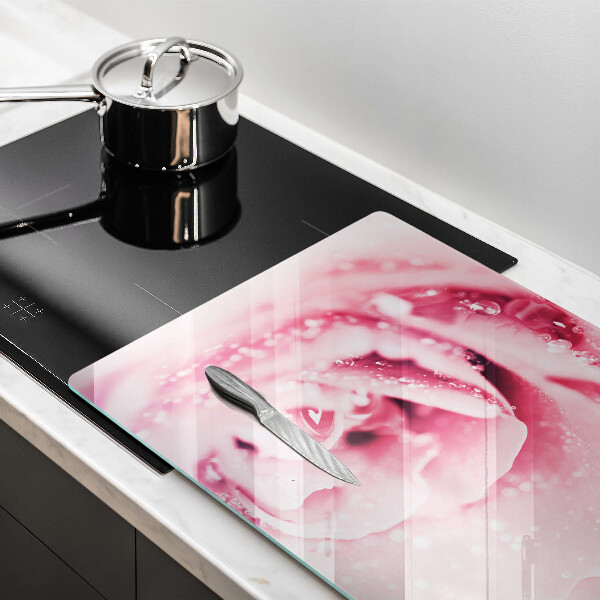 Protezione piano cottura Gocce di rugiada e fiore di rosa