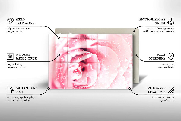 Protezione piano cottura Gocce di rugiada e fiore di rosa