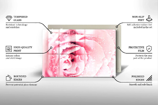 Protezione piano cottura Gocce di rugiada e fiore di rosa