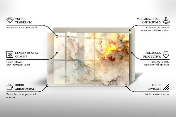 Copri piano cottura Struttura in marmo con oro