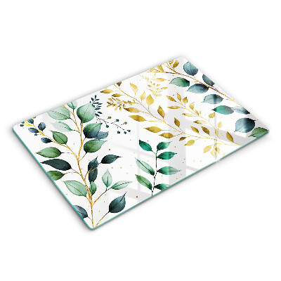 Protezione piano cottura Foglie verdi e dorate