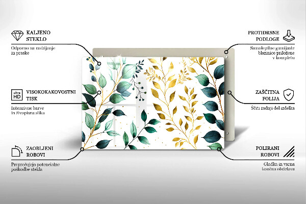 Protezione piano cottura Foglie verdi e dorate
