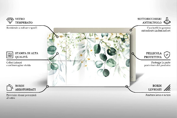 Copri piano cottura Piante ad acquerello