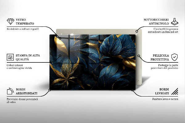 Protezione piano induzione Foglie decorative con oro