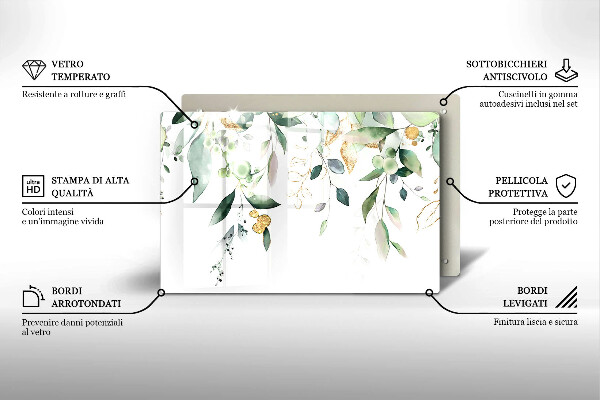 Protezione piano induzione Foglie ad acquerello