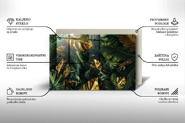 Copri piano cottura Foglie dorate di monstera