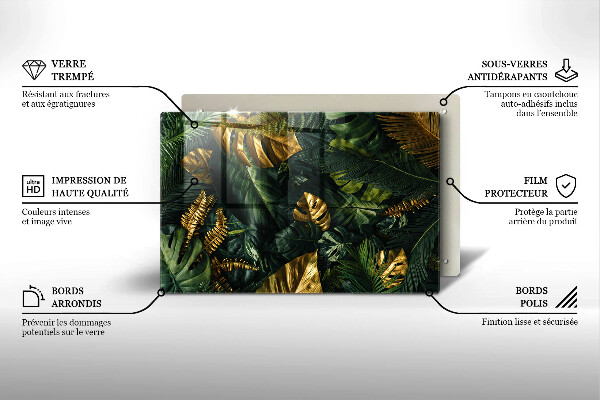 Copri piano cottura Foglie dorate di monstera