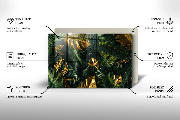 Copri piano cottura Foglie dorate di monstera