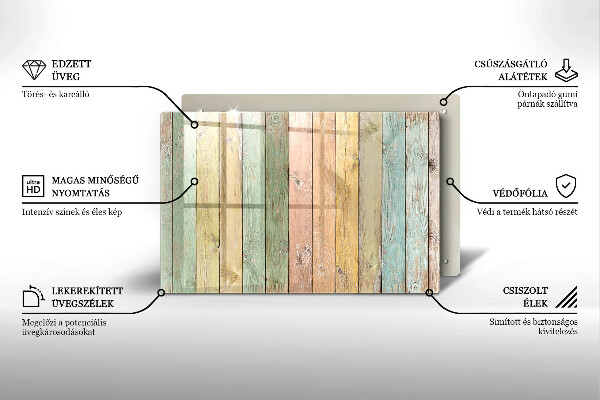Copri piano cottura Tavole vintage colorate