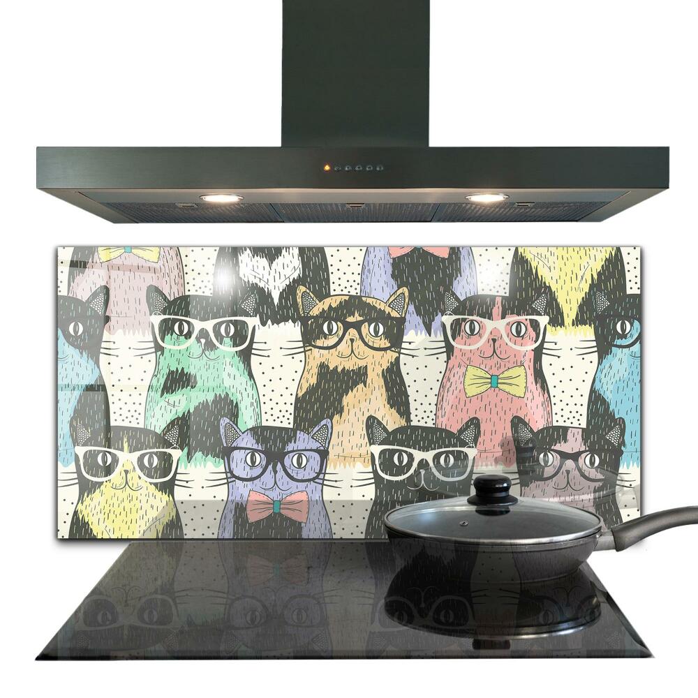 Pannello paraschizzi cucina Illustrazione divertente di gatto hipster