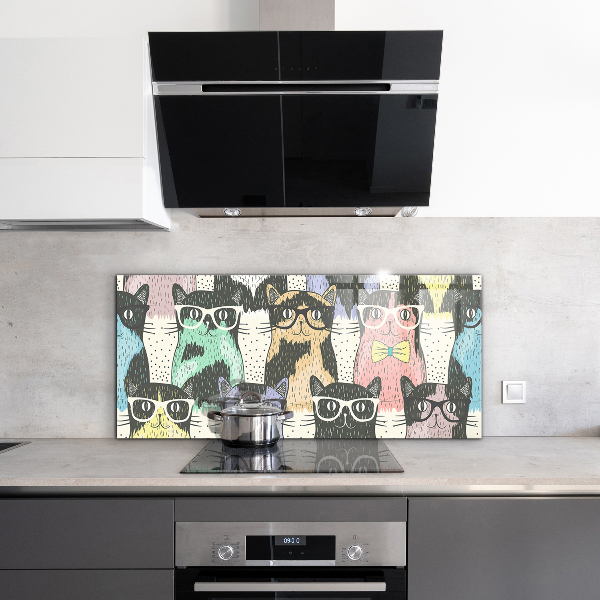 Pannello paraschizzi cucina Illustrazione divertente di gatto hipster