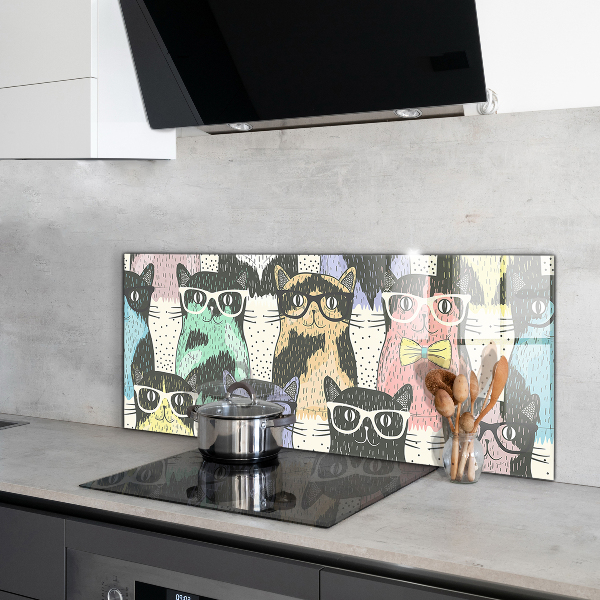 Pannello paraschizzi cucina Illustrazione divertente di gatto hipster