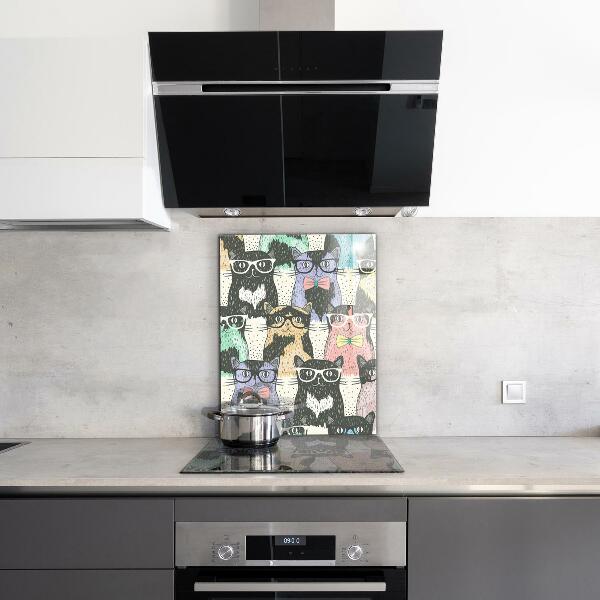 Pannello paraschizzi cucina Illustrazione divertente di gatto hipster