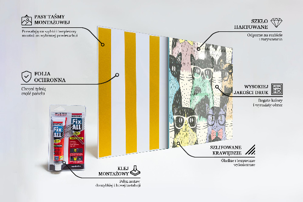 Pannello paraschizzi cucina Illustrazione divertente di gatto hipster