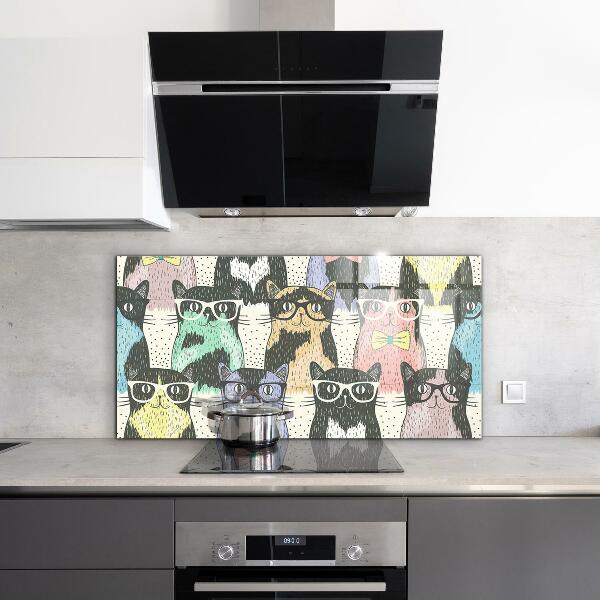Pannello paraschizzi cucina Illustrazione divertente di gatto hipster