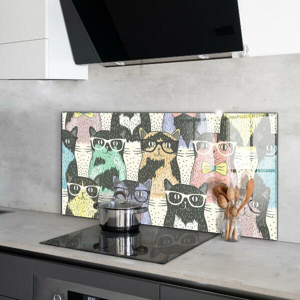 Pannello paraschizzi cucina Illustrazione divertente di gatto hipster