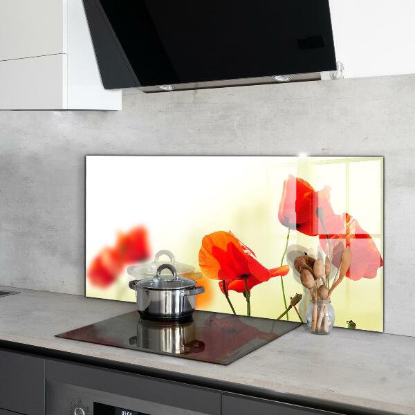 Rivestimento parete cucina Prato di campo con papaveri rossi