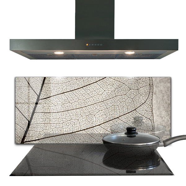 Rivestimento parete cucina Trama di foglie color seppia