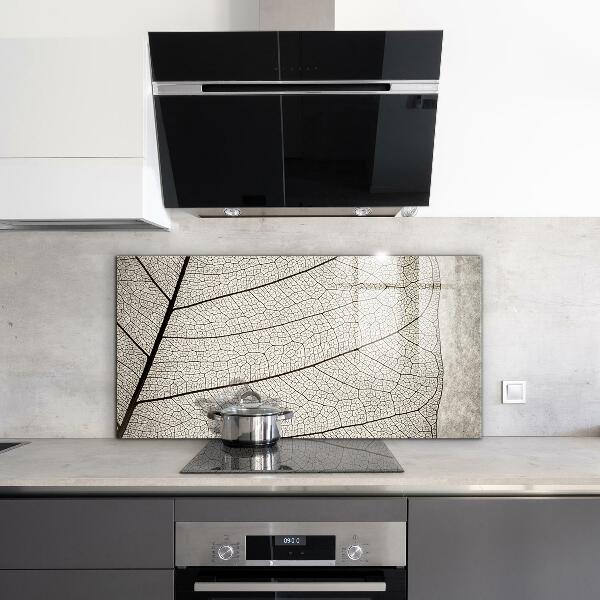 Rivestimento parete cucina Trama di foglie color seppia