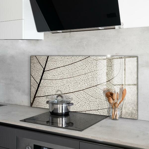 Rivestimento parete cucina Trama di foglie color seppia