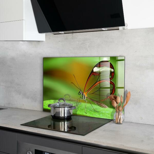 Pannello paraschizzi cucina Farfalla su una foglia