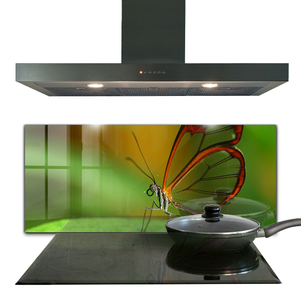 Pannello paraschizzi cucina Farfalla su una foglia