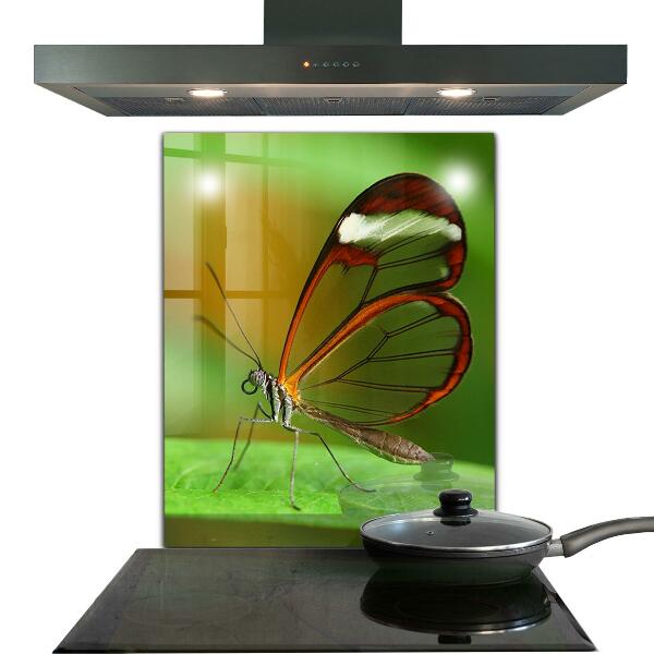 Pannello paraschizzi cucina Farfalla su una foglia