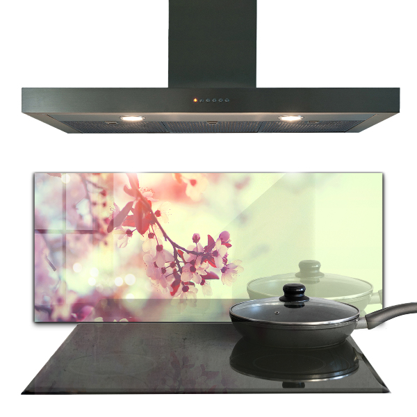 Rivestimento parete cucina Albero rosa in fiore