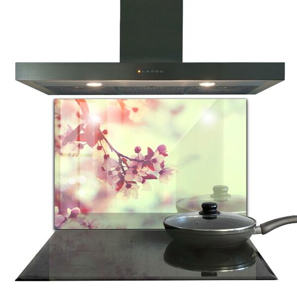 Rivestimento parete cucina Albero rosa in fiore