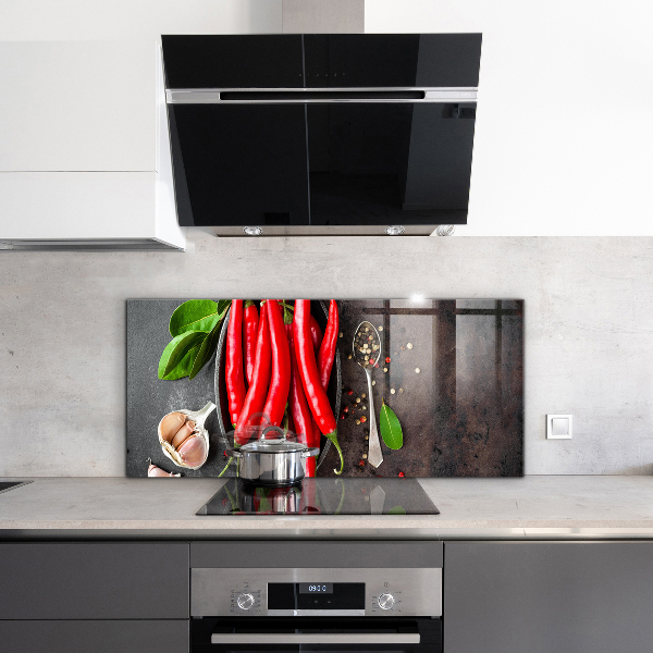 Pannello paraschizzi cucina Cottura dei peperoncini piccanti