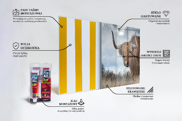 Pannello paraschizzi cucina Mucca boho dell'altopiano