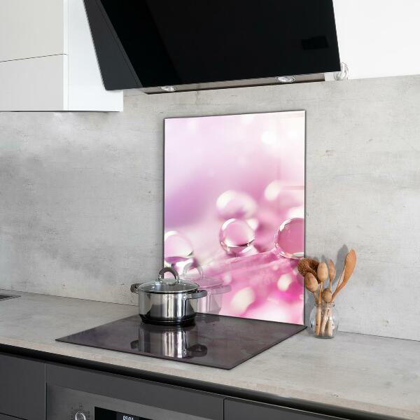 Pannello retrocucina Gocce di rugiada su un fiore rosa
