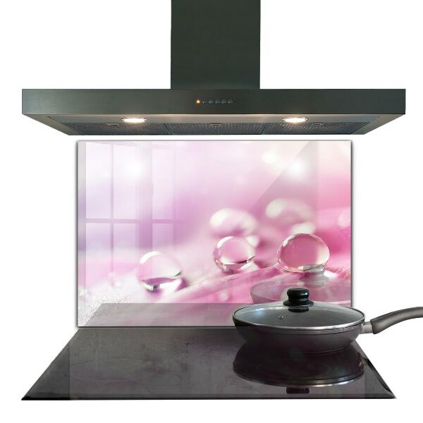 Pannello retrocucina Gocce di rugiada su un fiore rosa