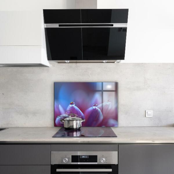 Pannello retrocucina Gocce di rugiada fiore viola