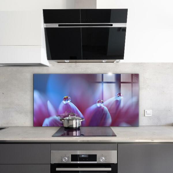 Pannello retrocucina Gocce di rugiada fiore viola