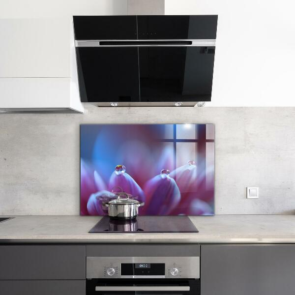 Pannello retrocucina Gocce di rugiada fiore viola