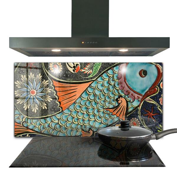 Pannello paraschizzi cucina Mosaico pesce ceramica vintage