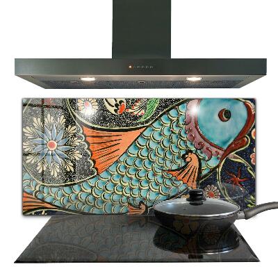 Pannello paraschizzi cucina Mosaico pesce ceramica vintage