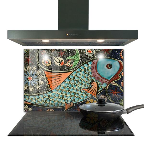 Pannello paraschizzi cucina Mosaico pesce ceramica vintage