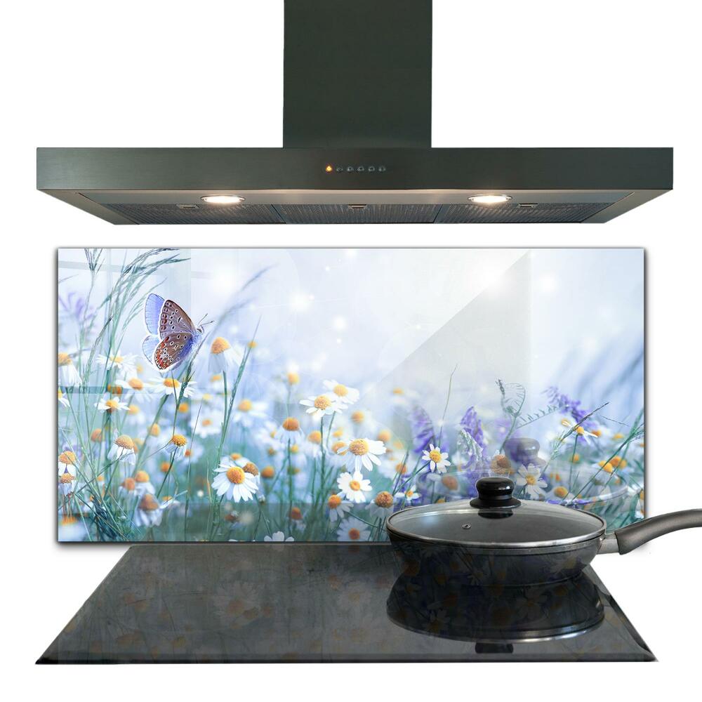 Pannello rivestimento parete cucina Fiore di farfalla del prato estivo