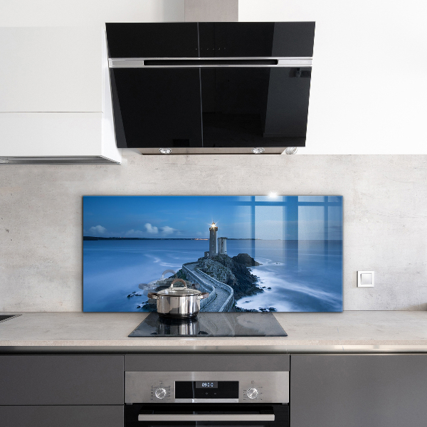 Pannello paraschizzi cucina Faro al tramonto