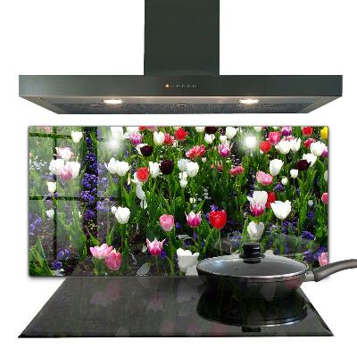 Pannello rivestimento parete cucina Prato fiori estivi