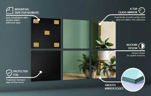 Piastrelle a specchio 6 pz 16x16 cm