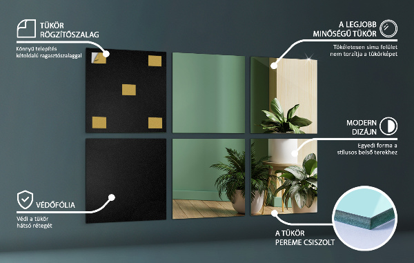 Piastrelle a specchio 6 pz 16x16 cm