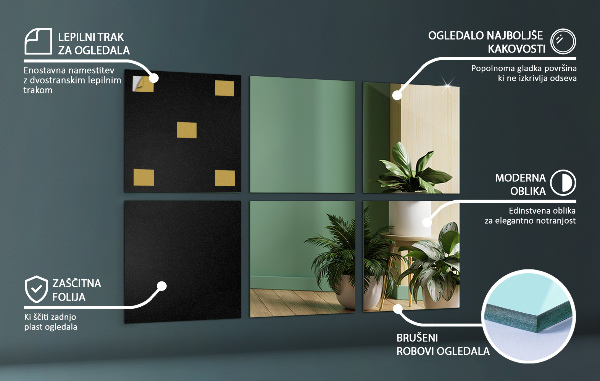 Piastrelle specchio 6 pz 20x20 cm