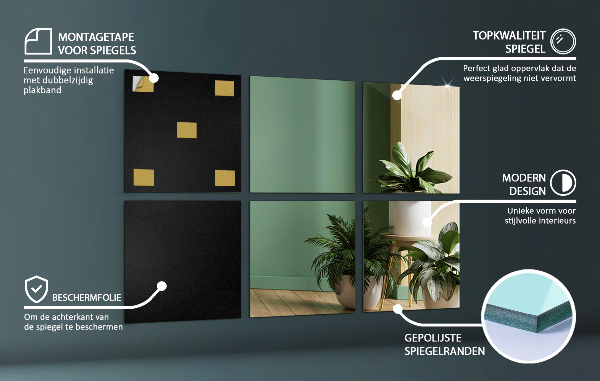 Piastrelle specchio 6 pz 20x20 cm