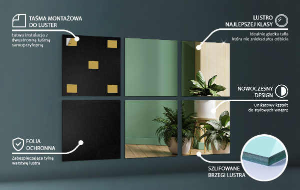 Piastrelle specchio 6 pz 20x20 cm