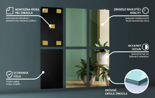 Specchio piastrelle 6 pz 30x16 cm