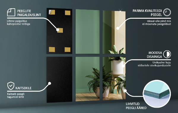 Specchio piastrelle 6 pz 30x16 cm